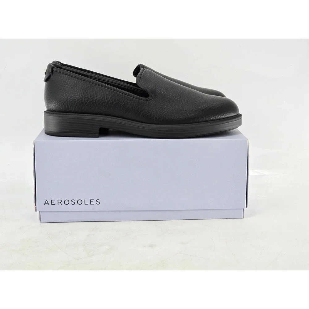 Aerosoles Poisy Fx Tumble Loafers Women 11 Black Slip On Leather Shoes - New
